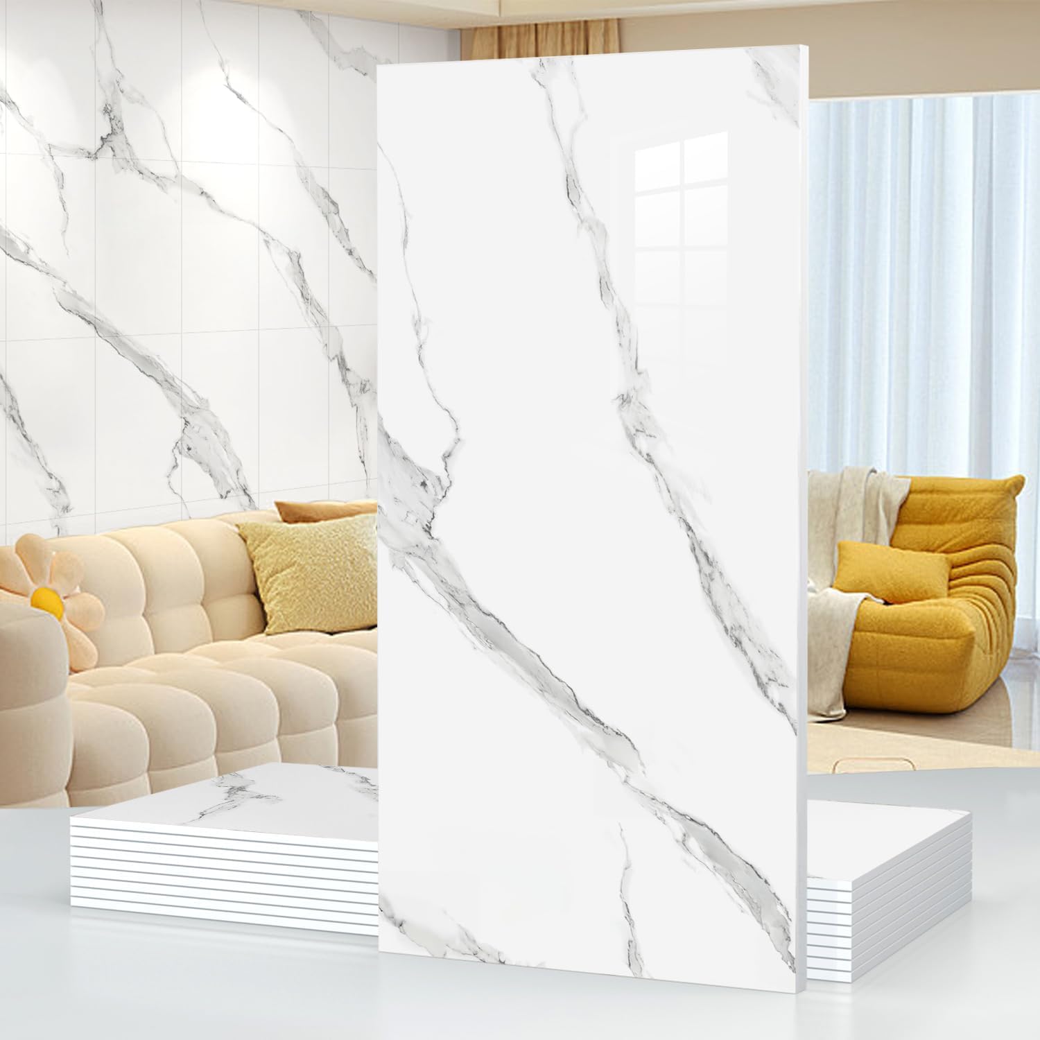 10-Pack Marble Effect Wall Panels