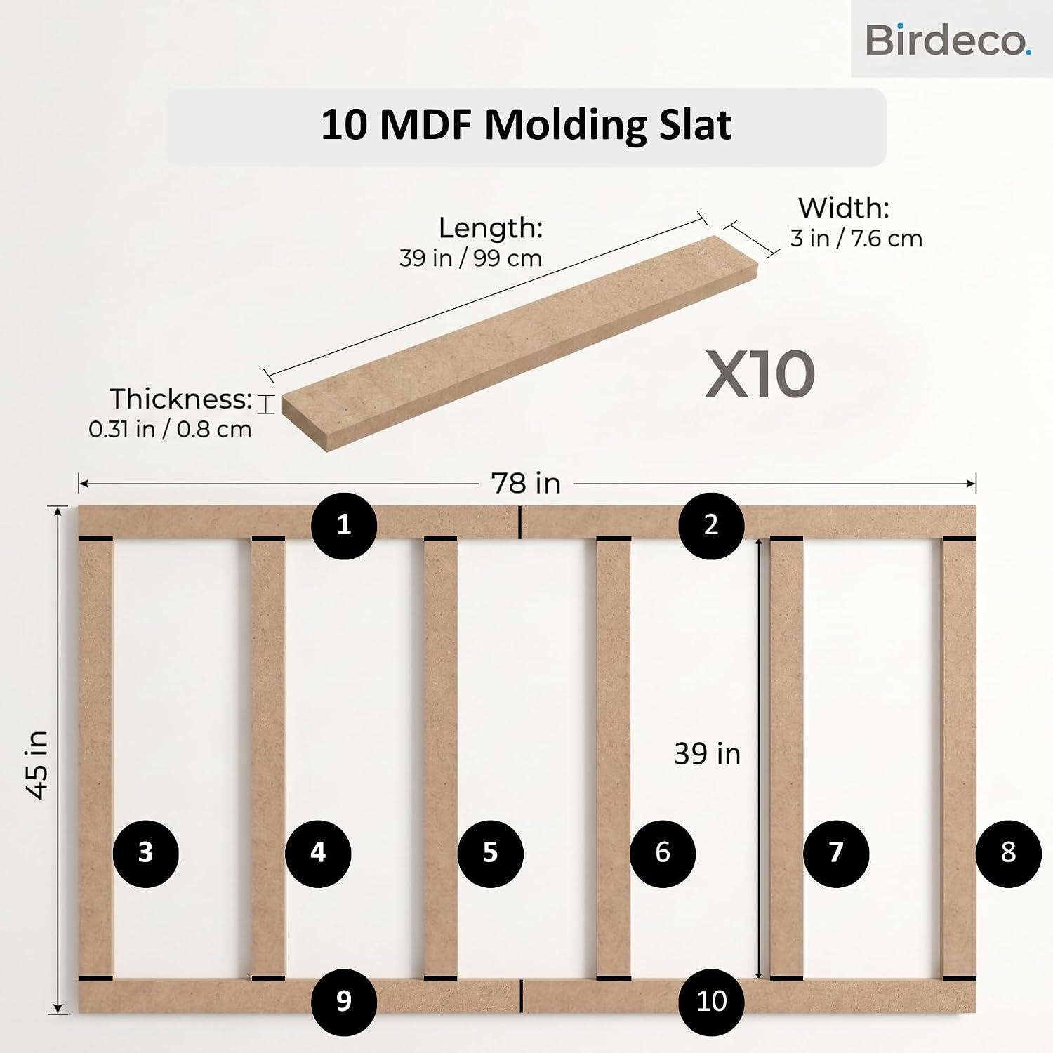 10-Pack Unfinished MDF Slats