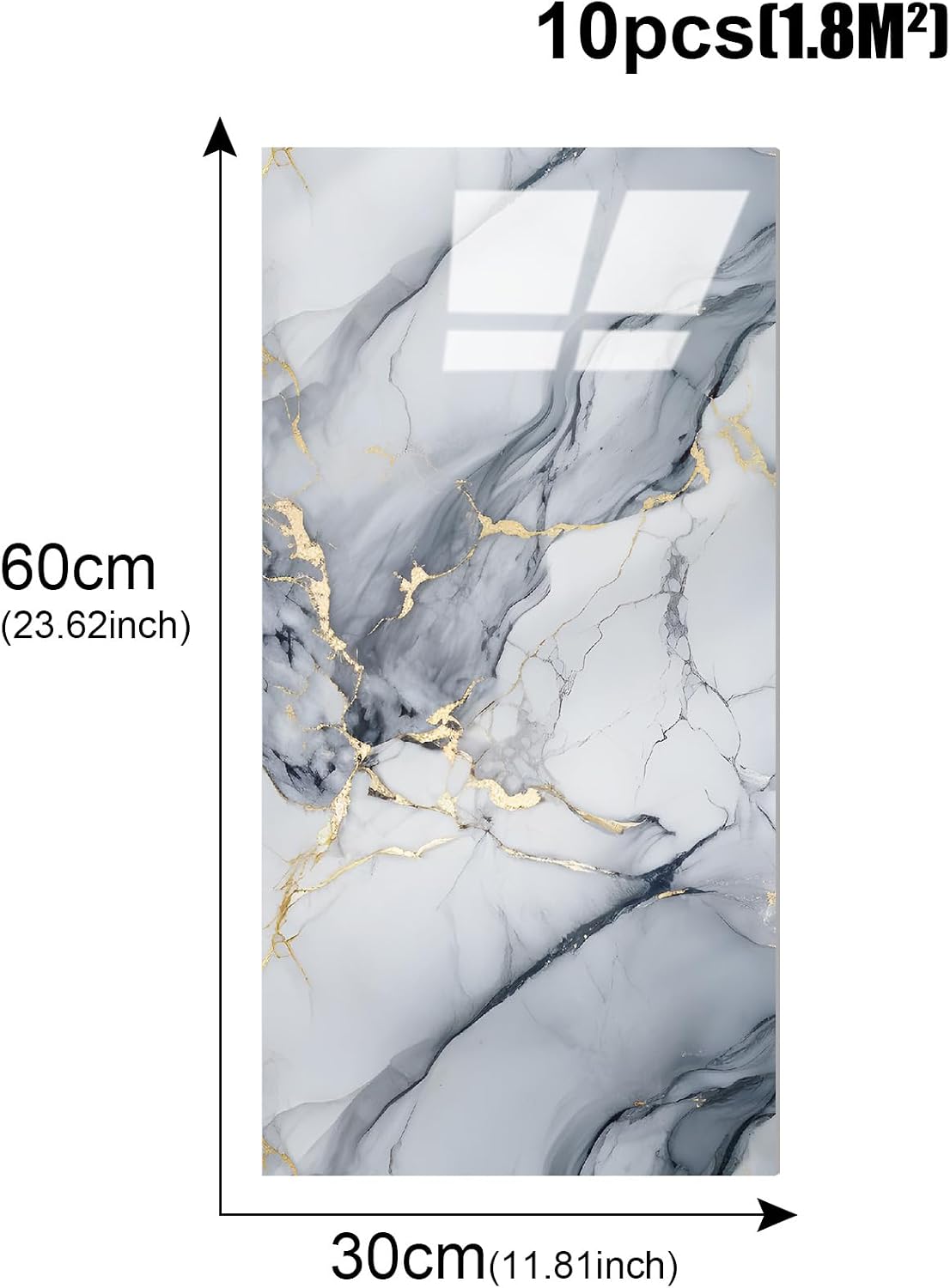 10-Piece Blue Gold Marble Panels
