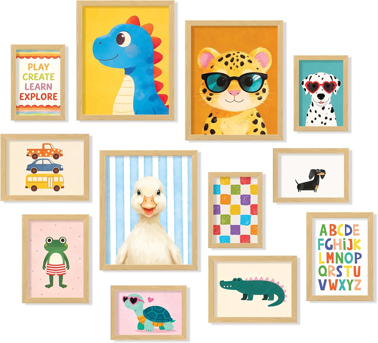12-Piece Assorted Animal Art Prints