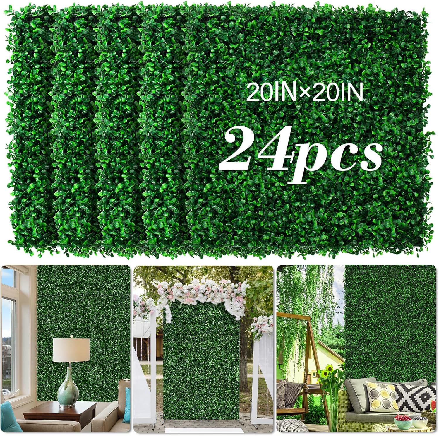 24-Piece Artificial Boxwood Panels