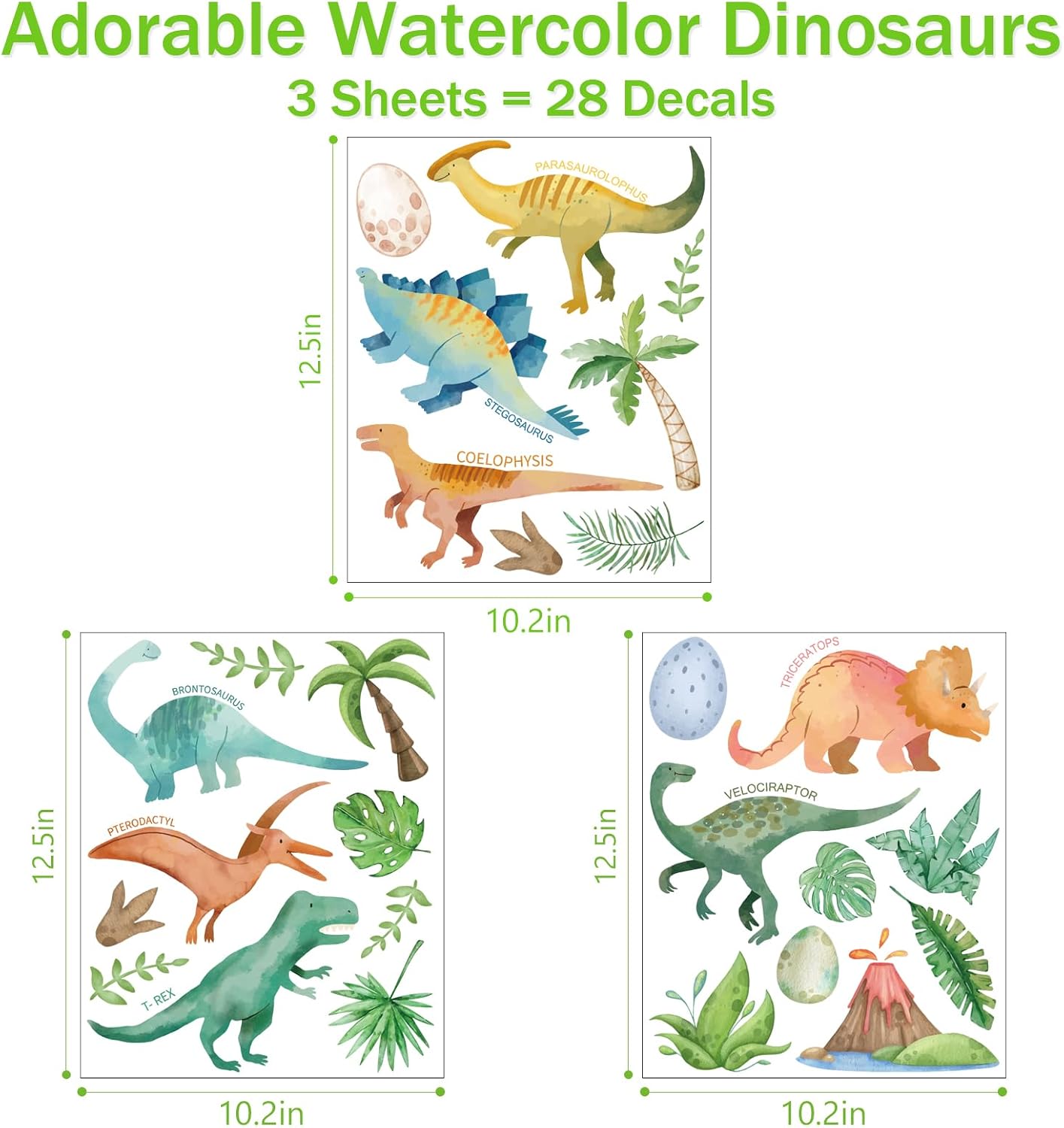 28-Piece Dinosaur Peel and Stick Decals
