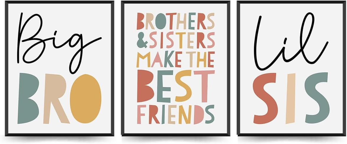 3-Piece Sibling Themed Wall Art Set
