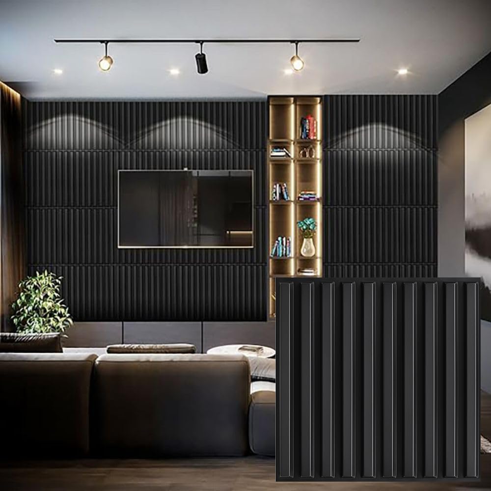 30-Piece Black PVC 3D Panels