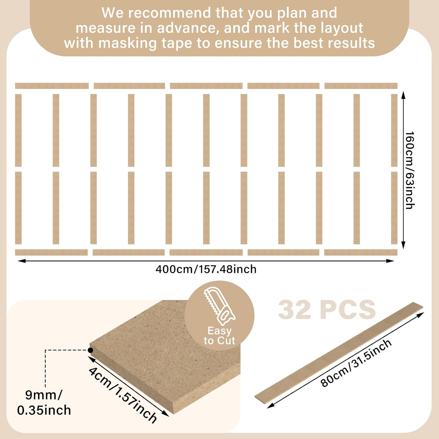 32-Piece MDF Decorative Strips