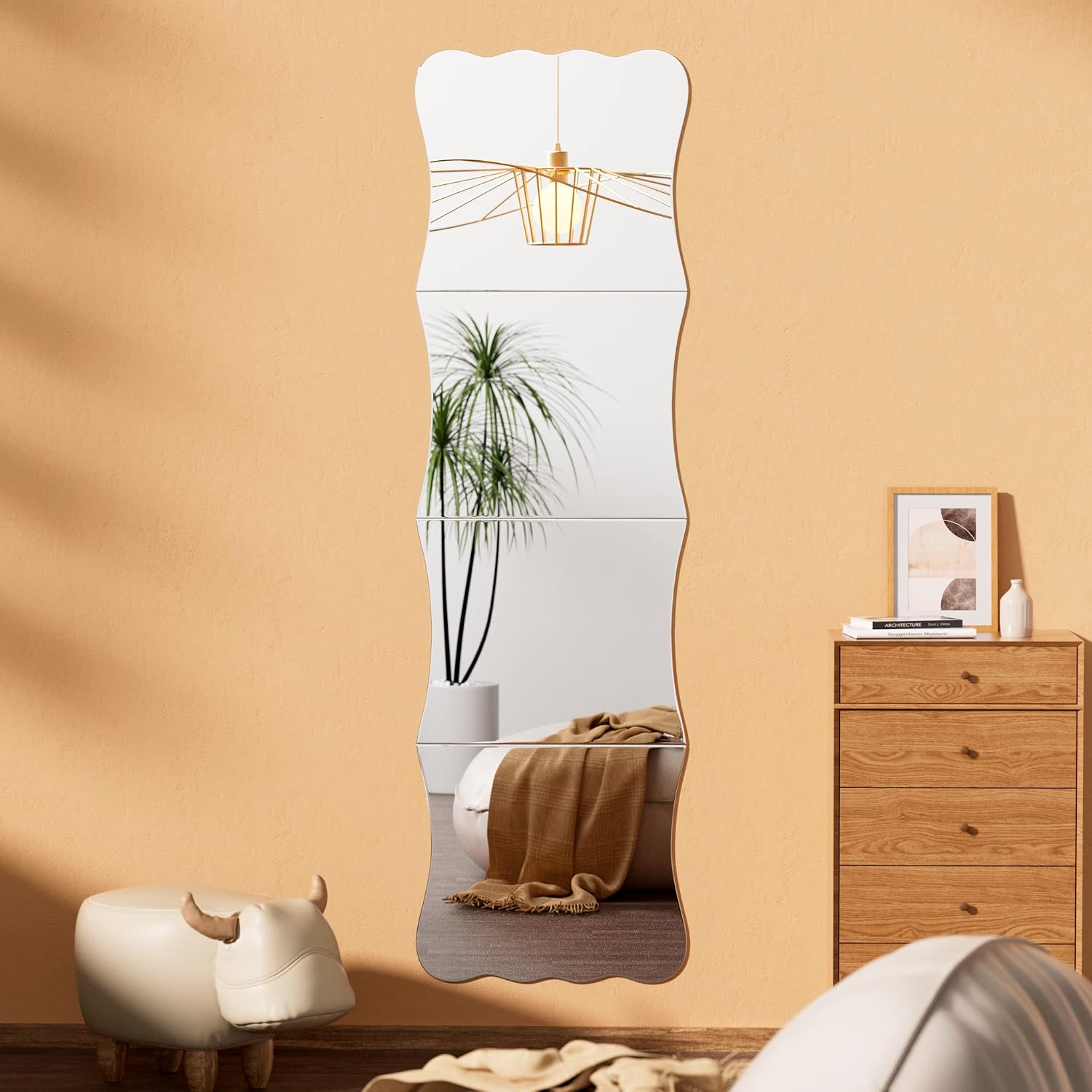 4-Pack Wavy Acrylic Mirror Tiles