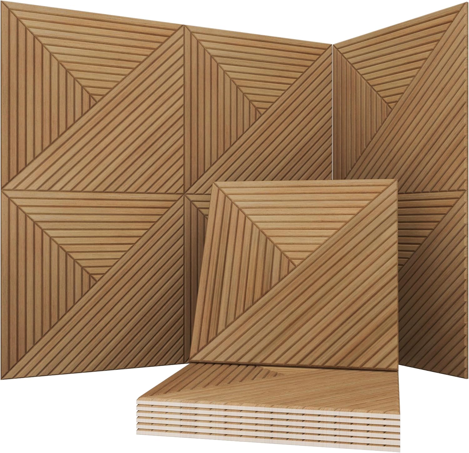 6-Piece Wood Grain Acoustic Panels