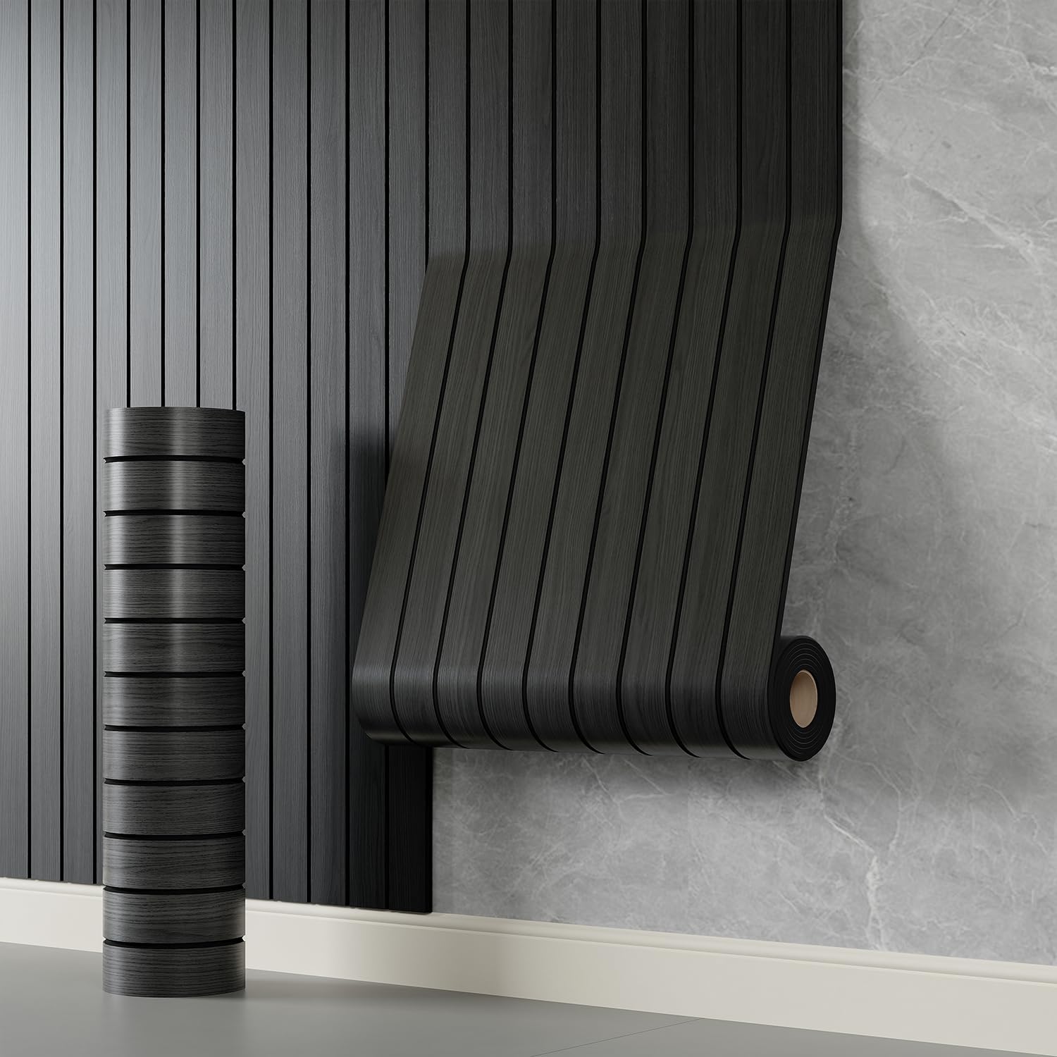 Black Wood Grain Slat Wall Panel