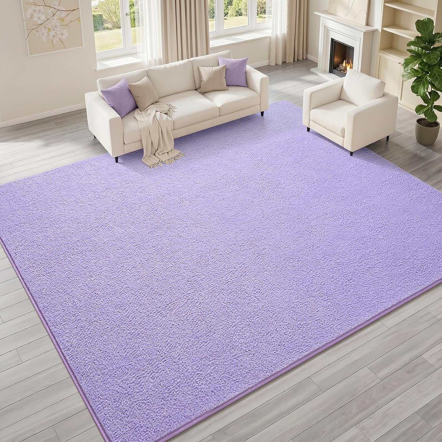 Lavender Purple Low Pile Area Rug