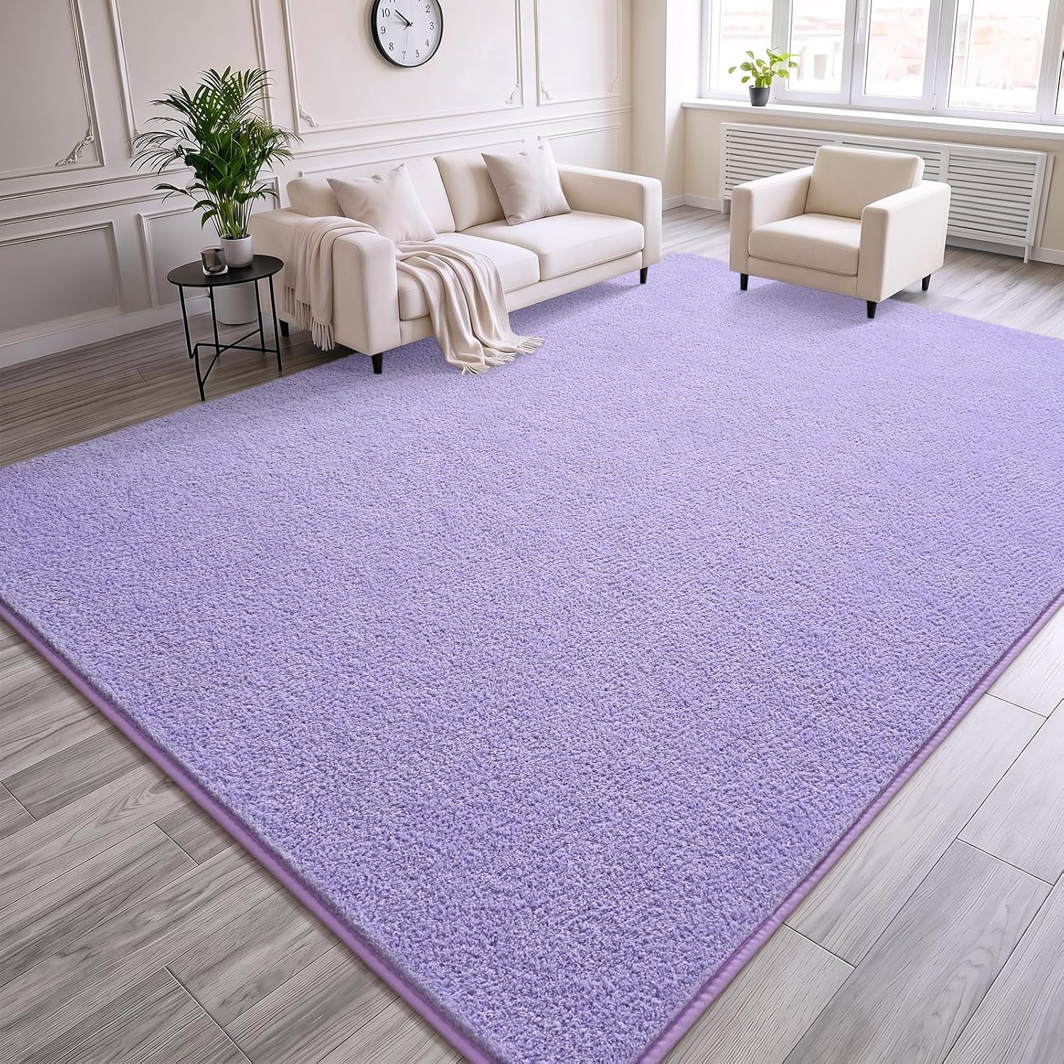 Lavender Purple Low Pile Area Rug