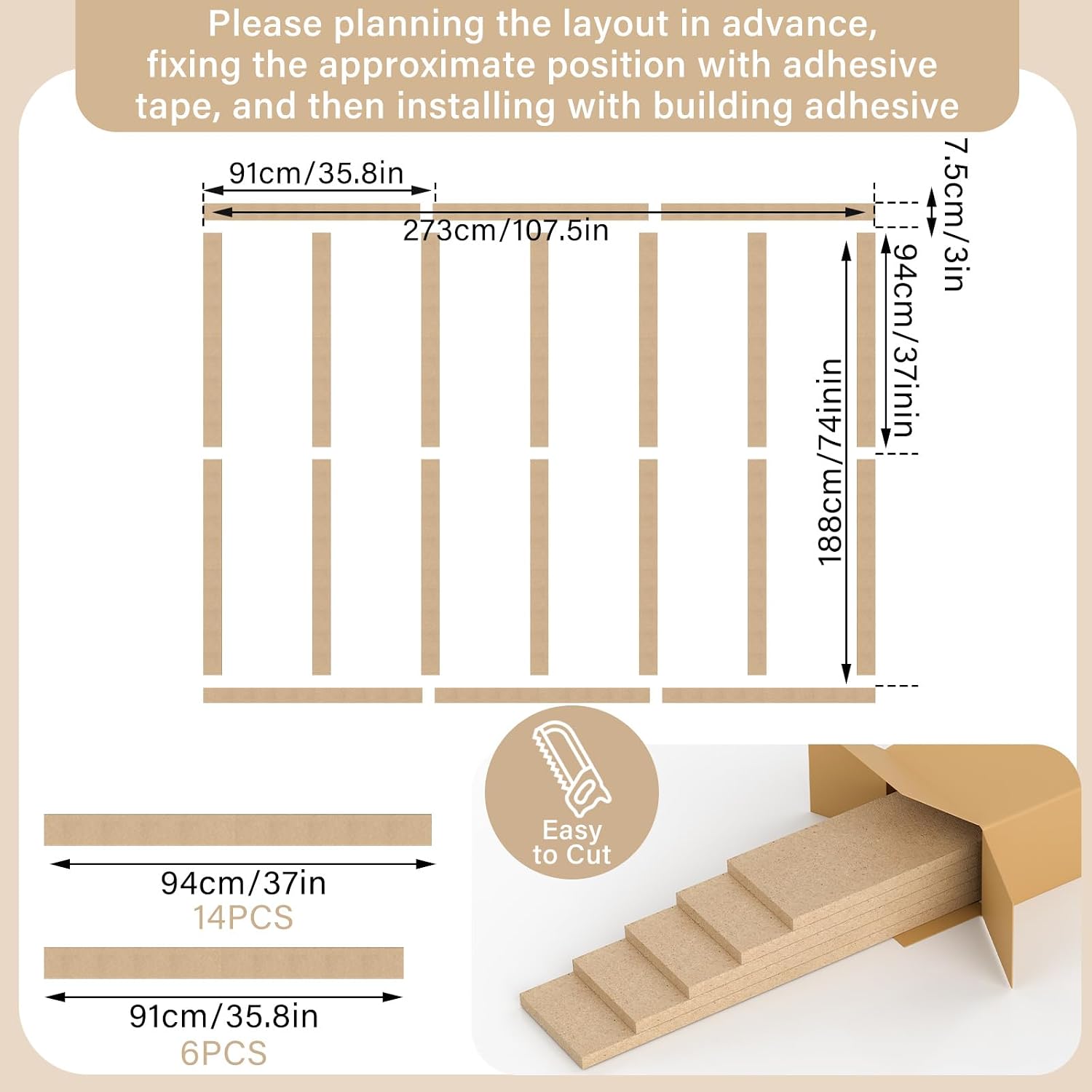 MDF Wainscoting Wall Strips