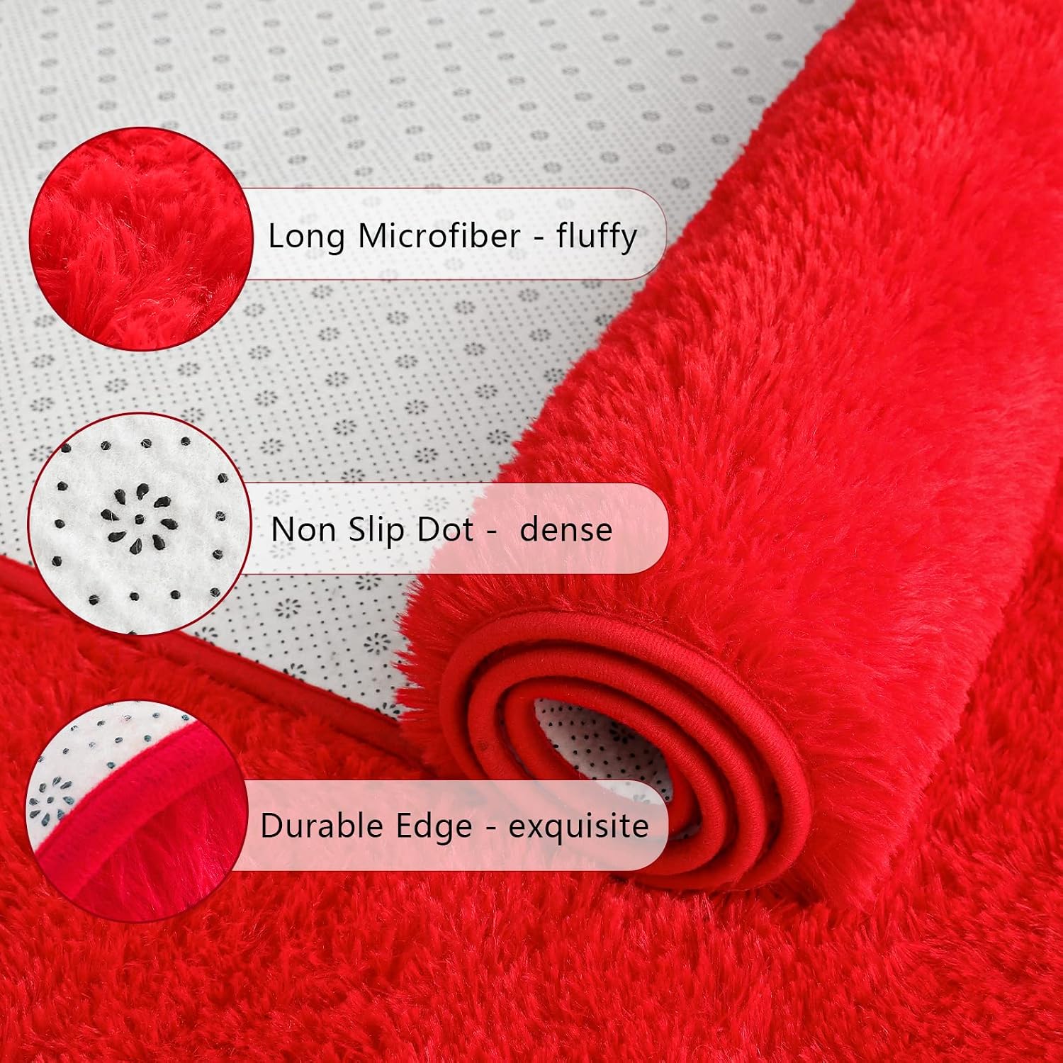 Red Plush Shag Area Rug